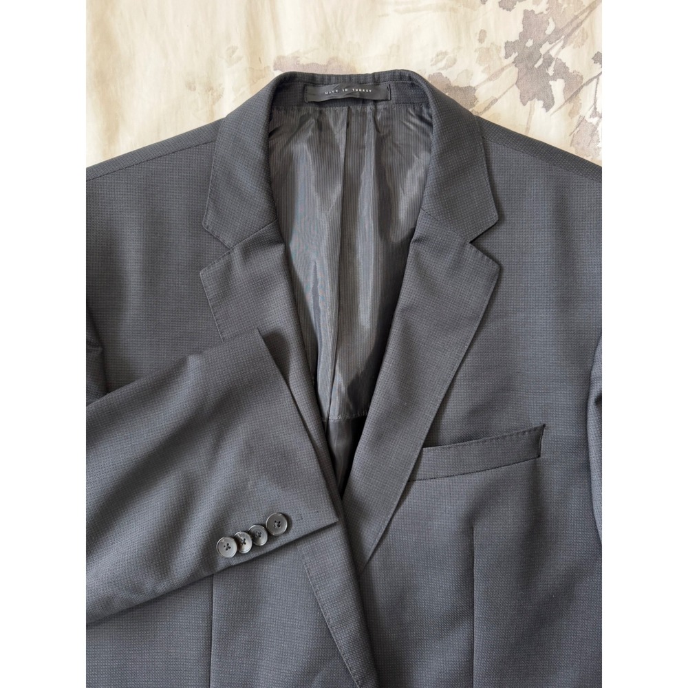 Hugo Boss Mens Super 100 Virgin Wool Blazer Jacket Grey Micro Check 40R 50